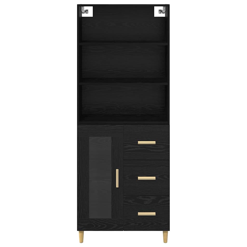 vidaXL Highboard Black Oak 69.5 x 32.5 x 180 cm Engineered Wood