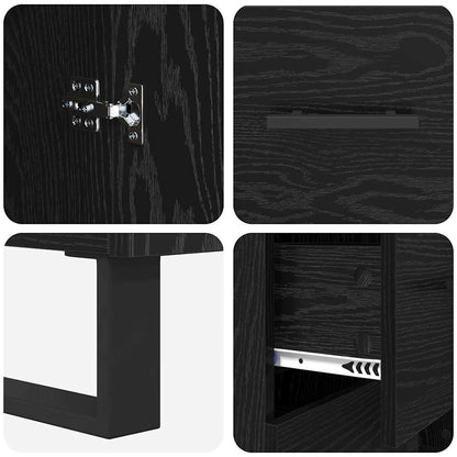 vidaXL Highboard with Drawer 2 pcs Black Oak Engineered Wood