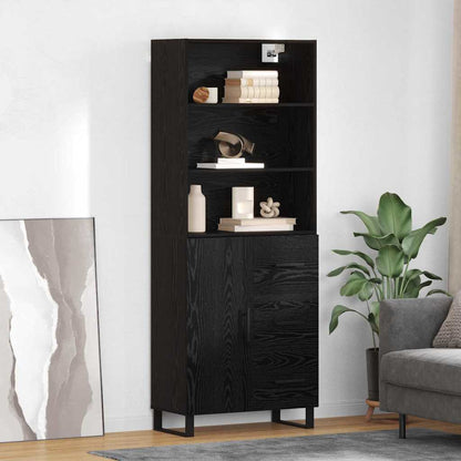 vidaXL Highboard with Drawer 2 pcs Black Oak Engineered Wood