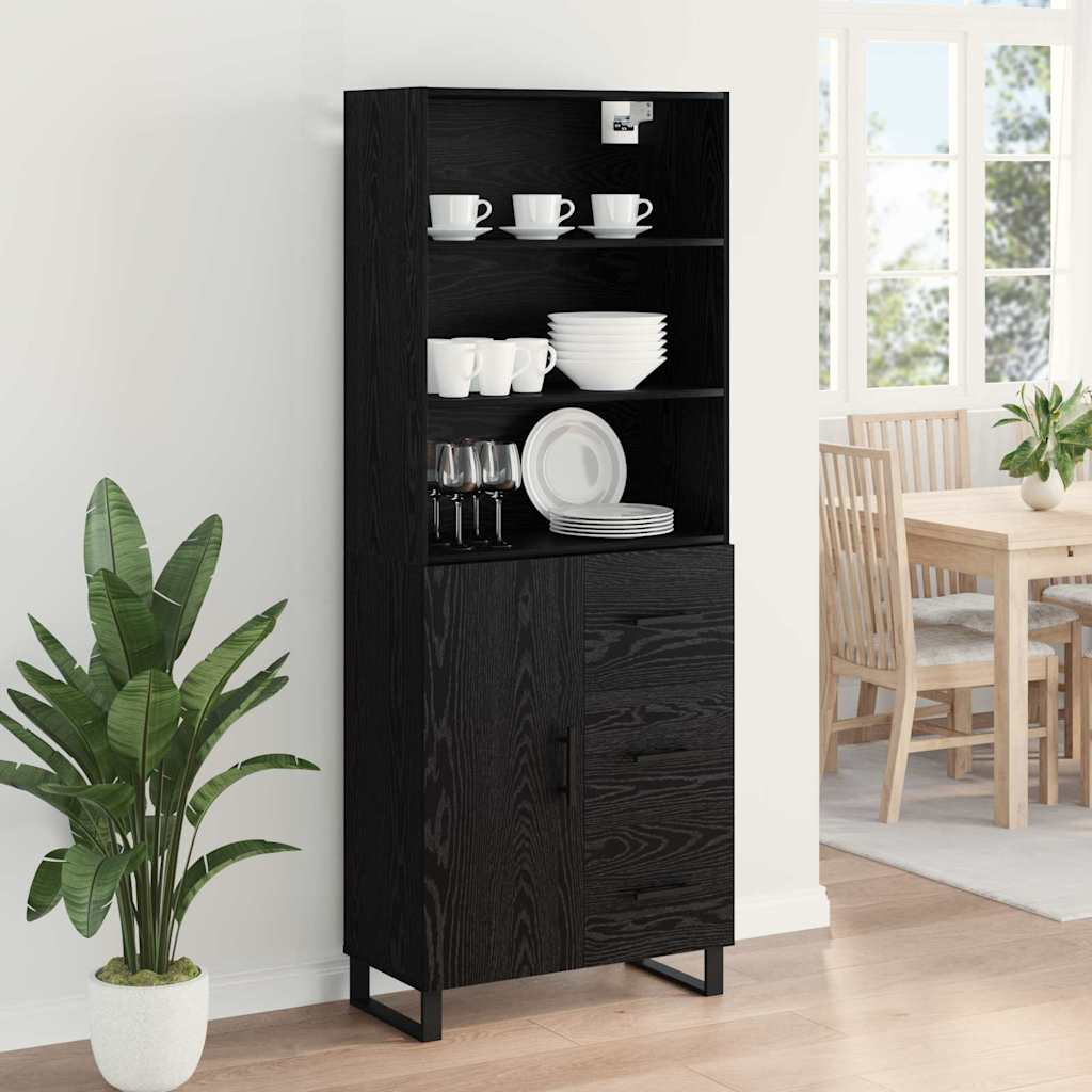 vidaXL Highboard with Drawer 2 pcs Black Oak Engineered Wood