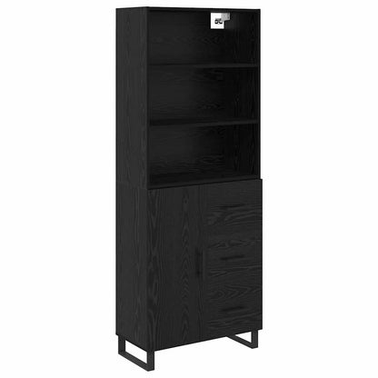 vidaXL Highboard with Drawer 2 pcs Black Oak Engineered Wood
