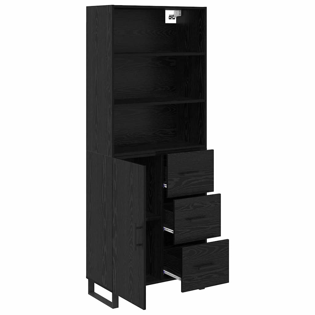 vidaXL Highboard with Drawer 2 pcs Black Oak Engineered Wood