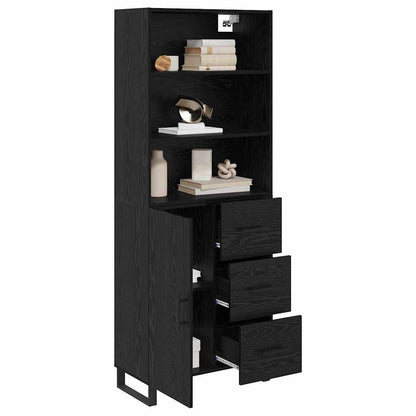 vidaXL Highboard with Drawer 2 pcs Black Oak Engineered Wood