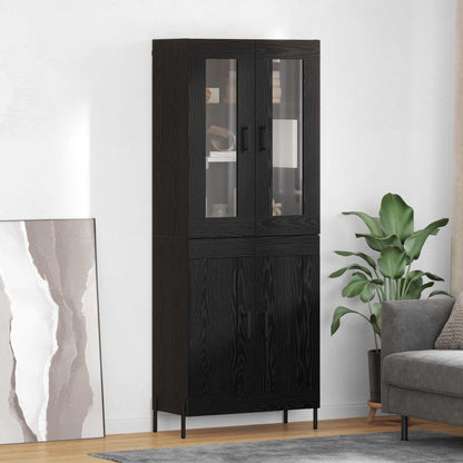 vidaXL Highboard Black Oak 69.5 x 34 x 180 cm Engineered Wood