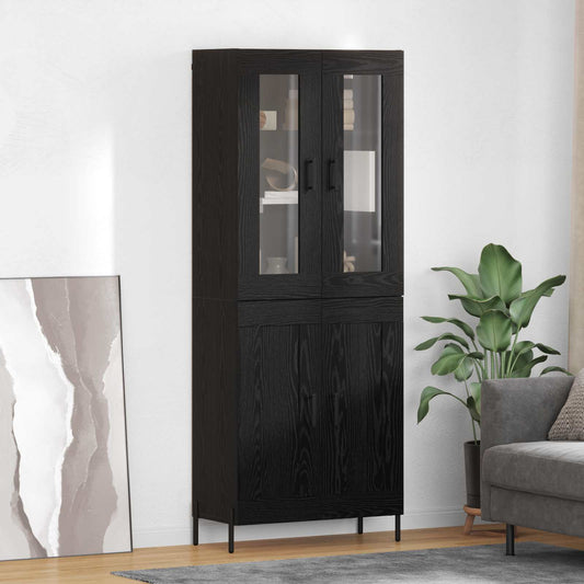 vidaXL Highboard Black Oak 69.5 x 34 x 180 cm Engineered Wood