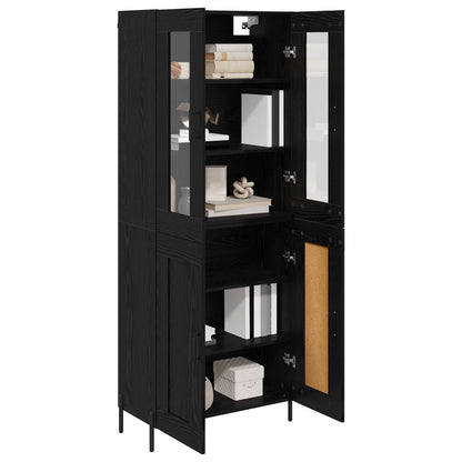 vidaXL Highboard Black Oak 69.5 x 34 x 180 cm Engineered Wood