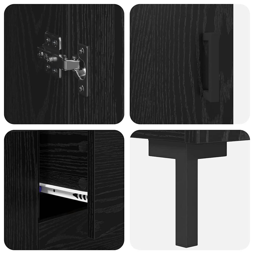 vidaXL Highboard with Drawer 2 pcs Black Oak Engineered Wood