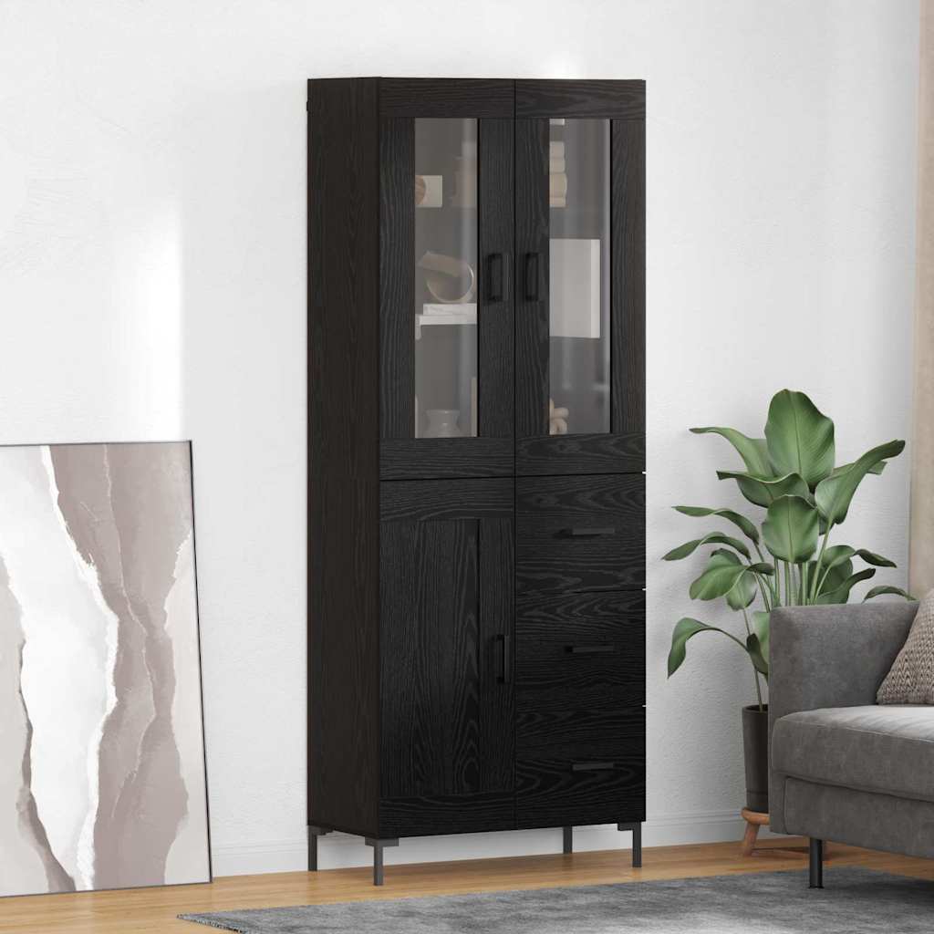 vidaXL Highboard with Drawer 2 pcs Black Oak Engineered Wood