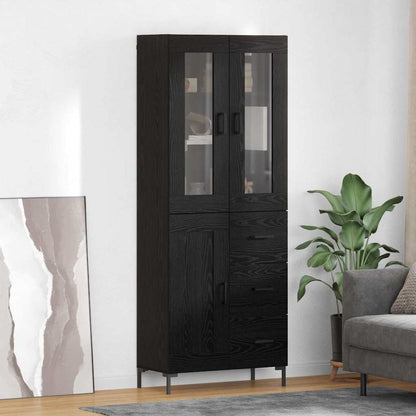 vidaXL Highboard with Drawer 2 pcs Black Oak Engineered Wood