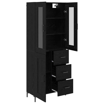 vidaXL Highboard with Drawer 2 pcs Black Oak Engineered Wood
