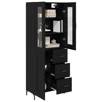 vidaXL Highboard with Drawer 2 pcs Black Oak Engineered Wood