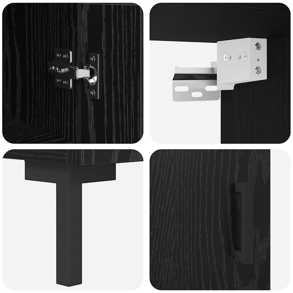 vidaXL Highboard Black Oak 34.5 x 34 x 180 cm Engineered Wood