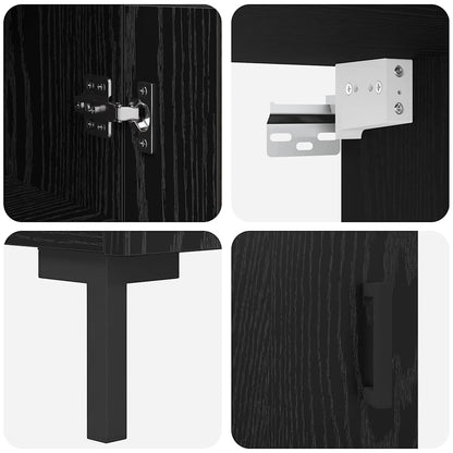 vidaXL Highboard Black Oak 34.5 x 34 x 180 cm Engineered Wood