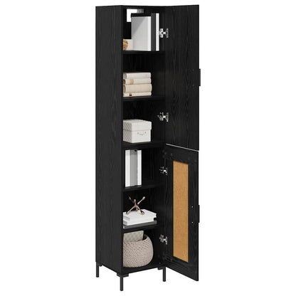 vidaXL Highboard Black Oak 34.5 x 34 x 180 cm Engineered Wood