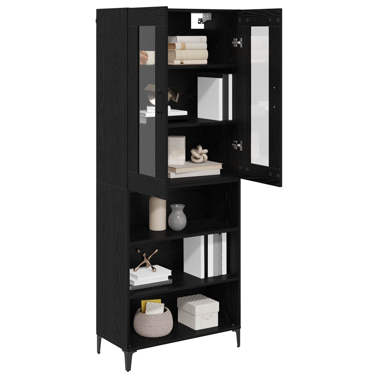 vidaXL Highboard Black Oak 69.5 x 34 x 180 cm Engineered Wood