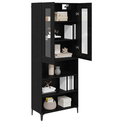 vidaXL Highboard Black Oak 69.5 x 34 x 180 cm Engineered Wood