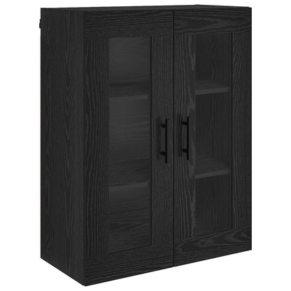 vidaXL Highboard with Drawer 2 pcs Black Oak Engineered Wood and Glass