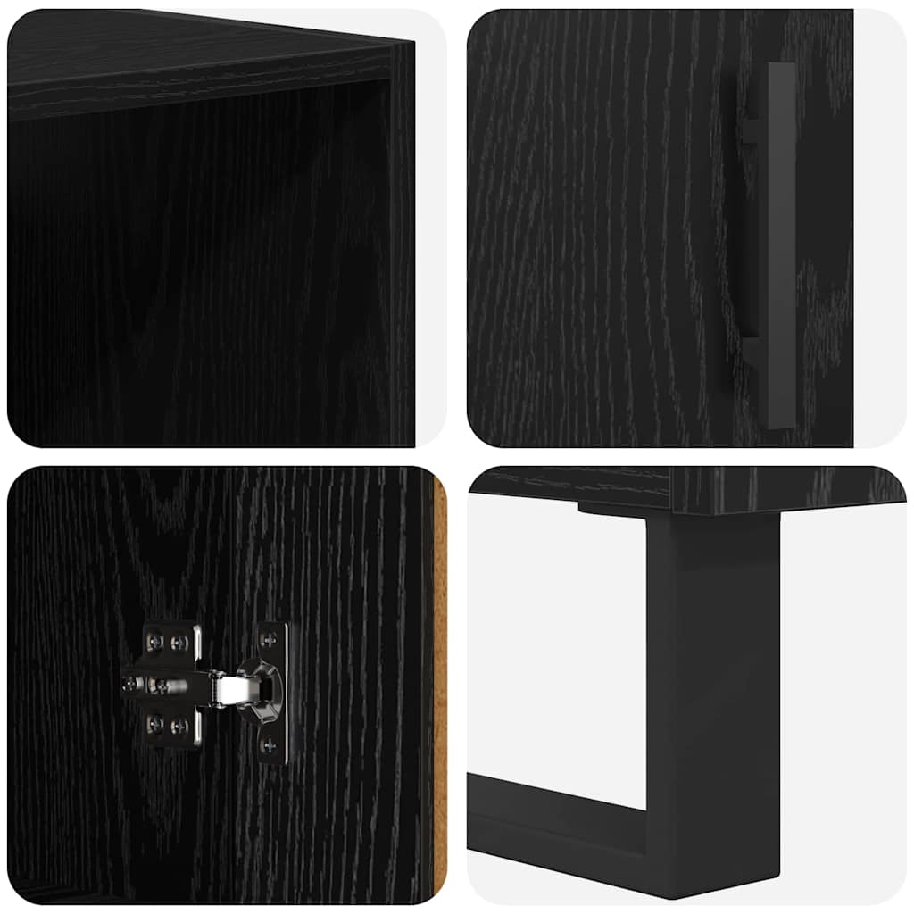 vidaXL Highboard with Drawer 2 pcs Black Oak Engineered Wood