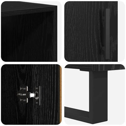 vidaXL Highboard with Drawer 2 pcs Black Oak Engineered Wood