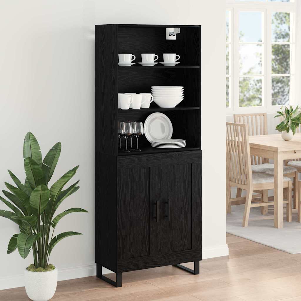 vidaXL Highboard with Drawer 2 pcs Black Oak Engineered Wood