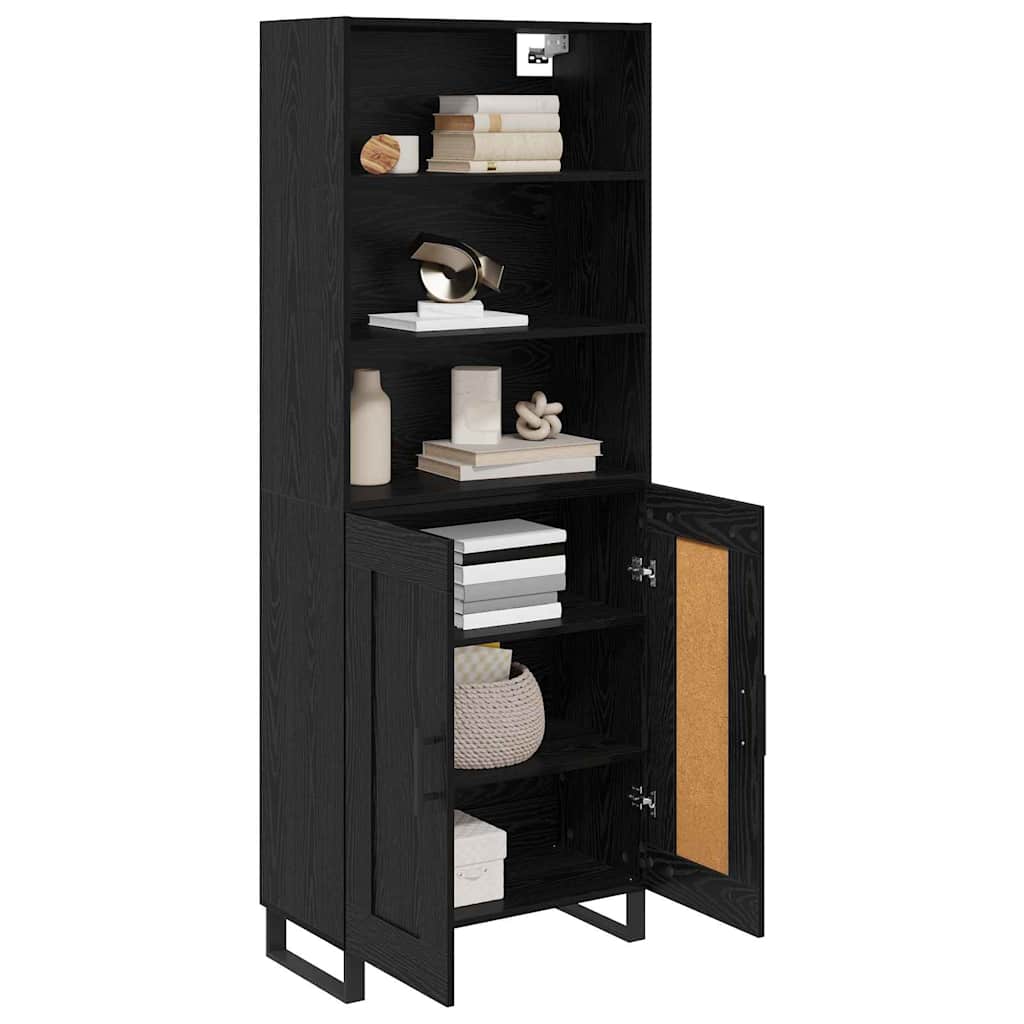 vidaXL Highboard with Drawer 2 pcs Black Oak Engineered Wood