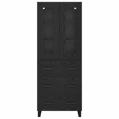vidaXL Highboard with Drawer 2 pcs Black Oak Engineered Wood and Glass