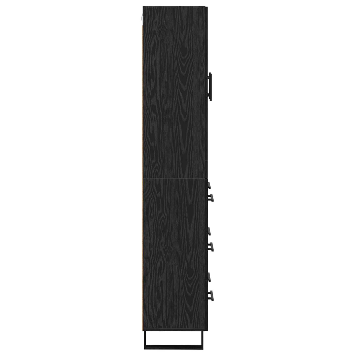 vidaXL Highboard with Drawer 2 pcs Black Oak Engineered Wood and Glass