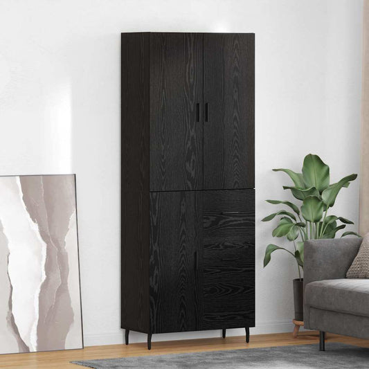 vidaXL Highboard with Drawer 2 pcs Black oak Engineered Wood and Glass