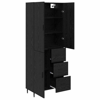 vidaXL Highboard with Drawer 2 pcs Black oak Engineered Wood and Glass