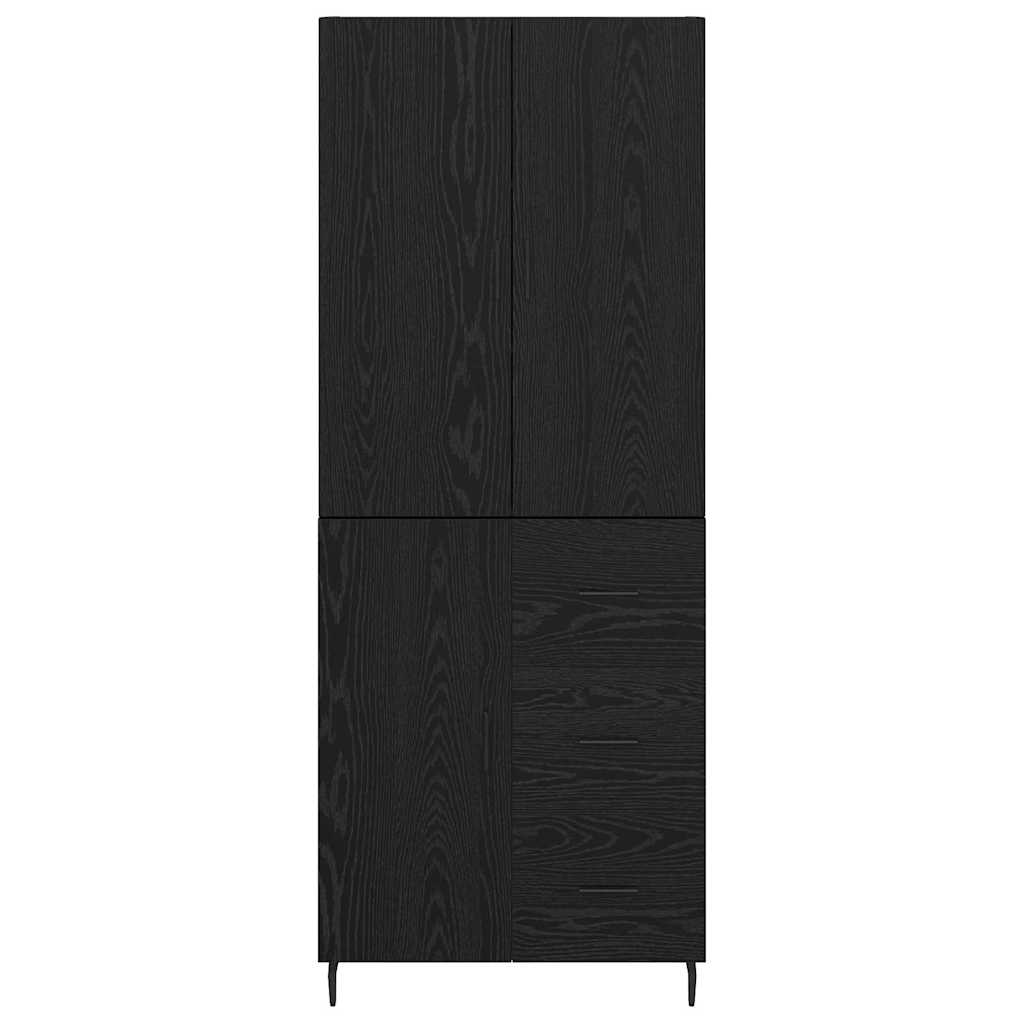 vidaXL Highboard with Drawer 2 pcs Black oak Engineered Wood and Glass