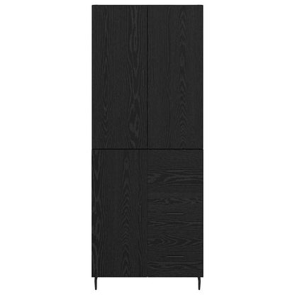 vidaXL Highboard with Drawer 2 pcs Black oak Engineered Wood and Glass