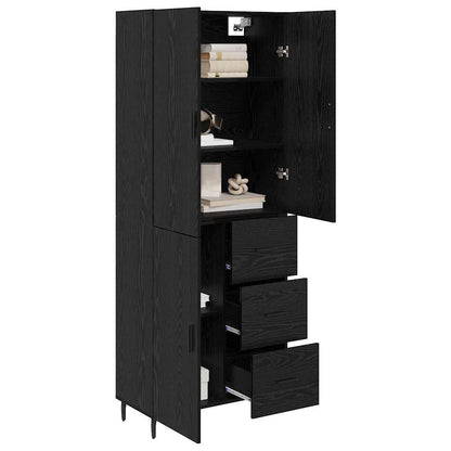 vidaXL Highboard with Drawer 2 pcs Black oak Engineered Wood and Glass