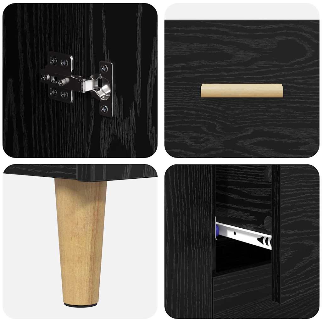 vidaXL Highboard Black Oak 34.5 x 34 x 180 cm Engineered Wood