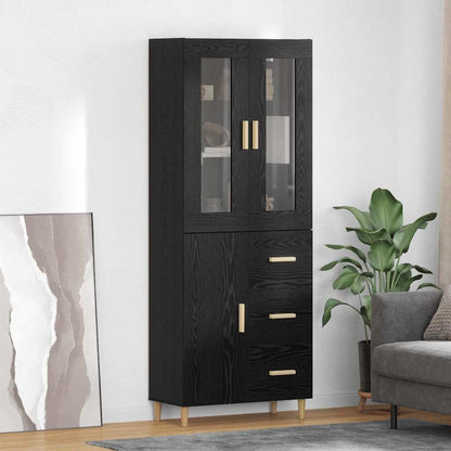 vidaXL Highboard Black Oak 34.5 x 34 x 180 cm Engineered Wood