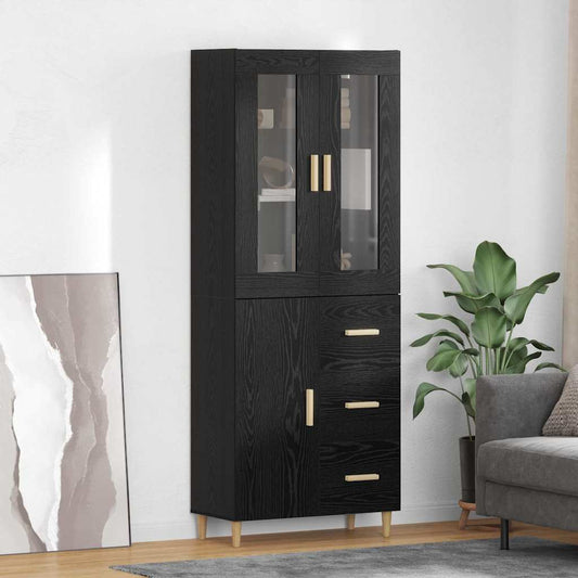 vidaXL Highboard Black Oak 34.5 x 34 x 180 cm Engineered Wood