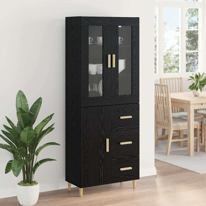 vidaXL Highboard Black Oak 34.5 x 34 x 180 cm Engineered Wood