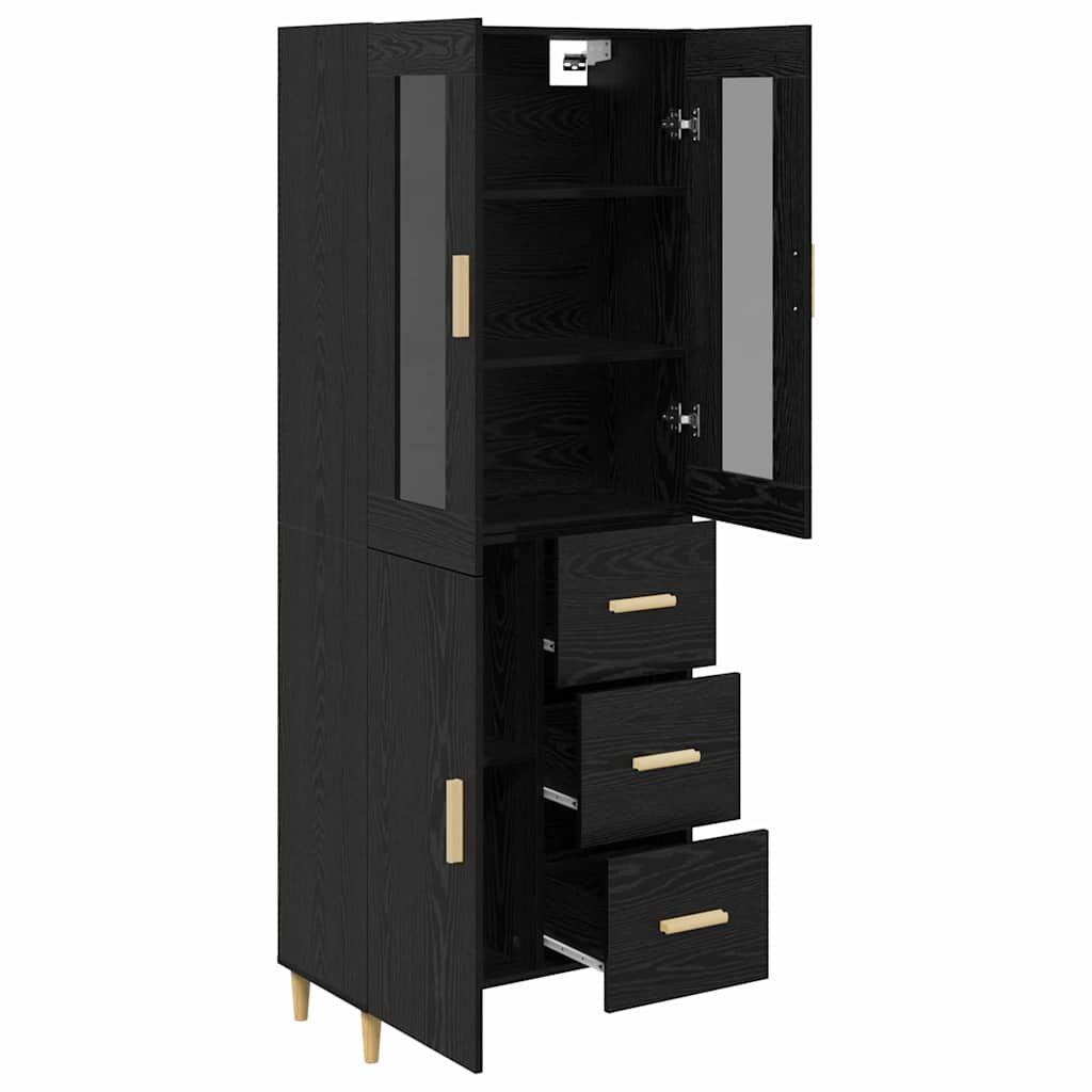 vidaXL Highboard Black Oak 34.5 x 34 x 180 cm Engineered Wood