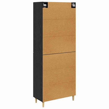 vidaXL Highboard Black Oak 34.5 x 34 x 180 cm Engineered Wood