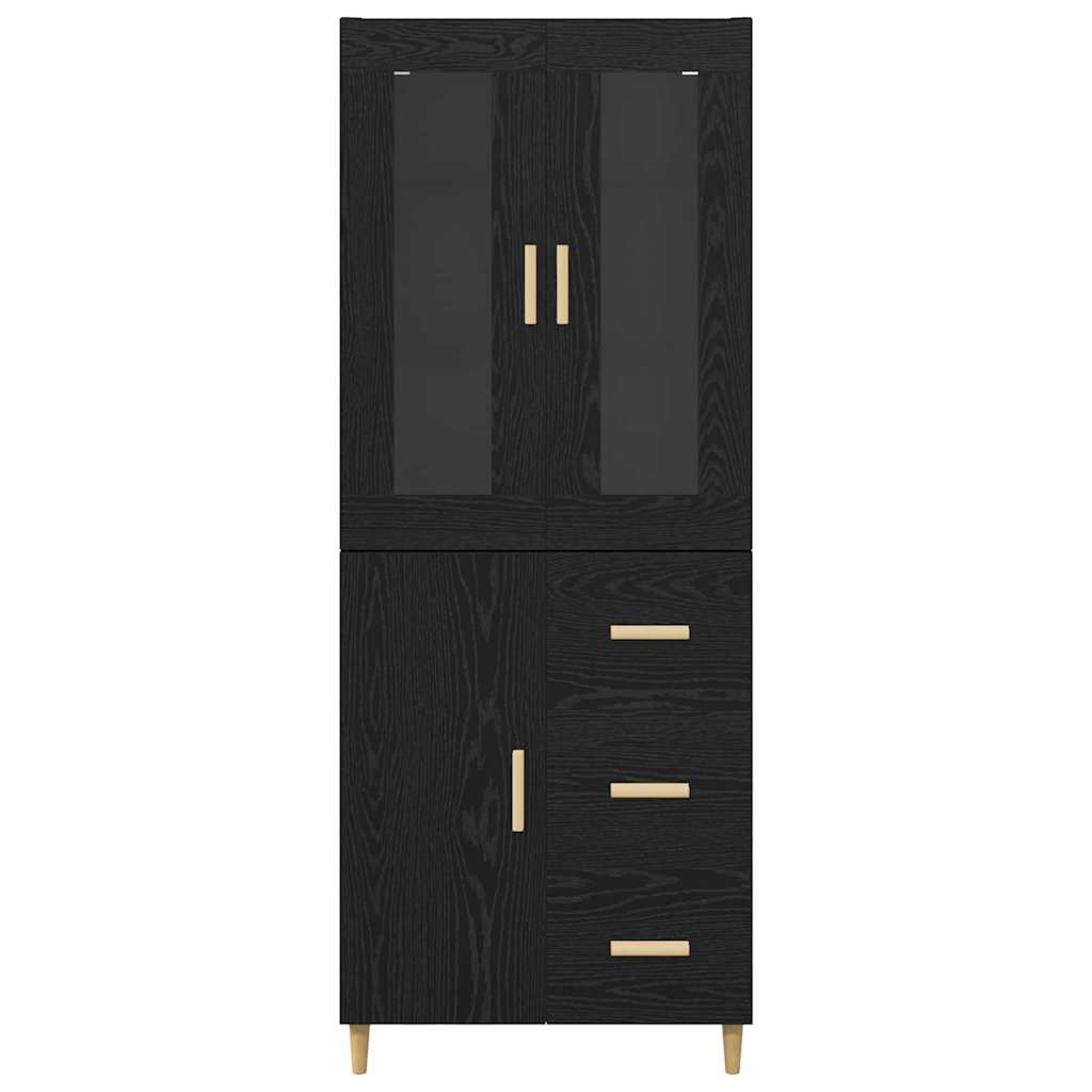 vidaXL Highboard Black Oak 34.5 x 34 x 180 cm Engineered Wood