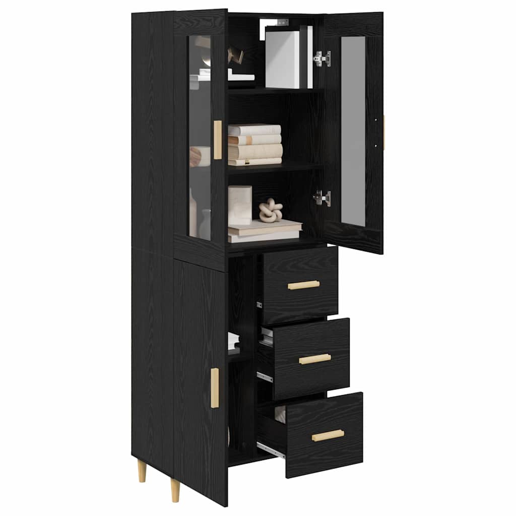 vidaXL Highboard Black Oak 34.5 x 34 x 180 cm Engineered Wood