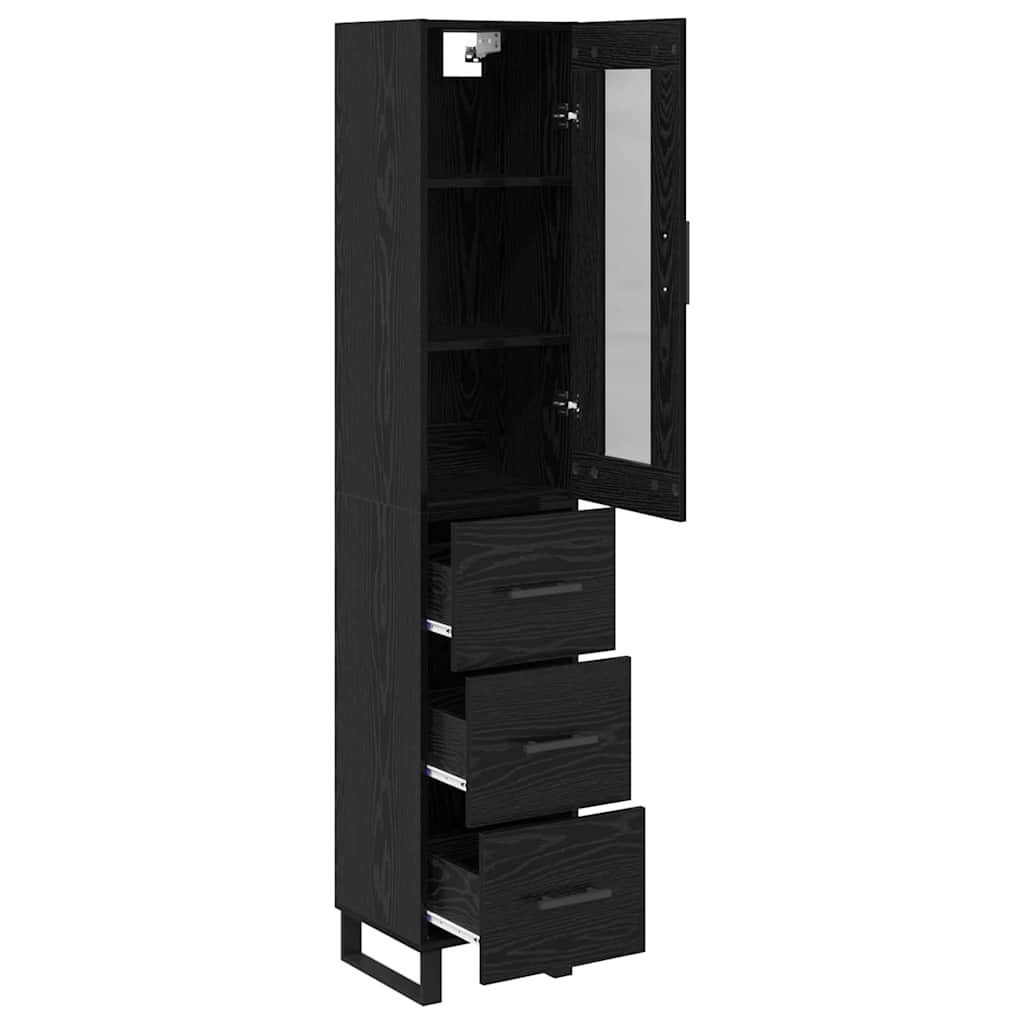 vidaXL Highboard Black Oak 34.5 x 34 x 180 cm Engineered Wood