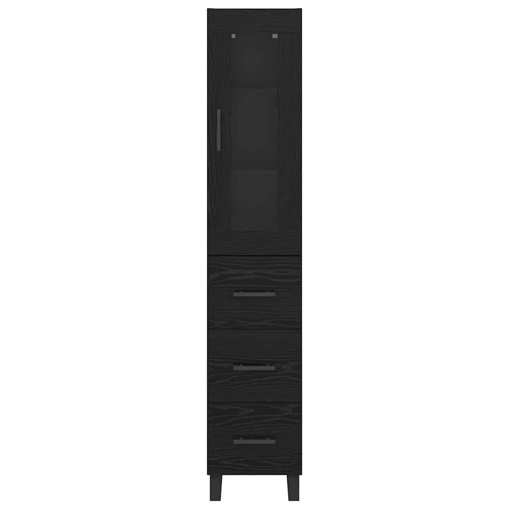 vidaXL Highboard Black Oak 34.5 x 34 x 180 cm Engineered Wood