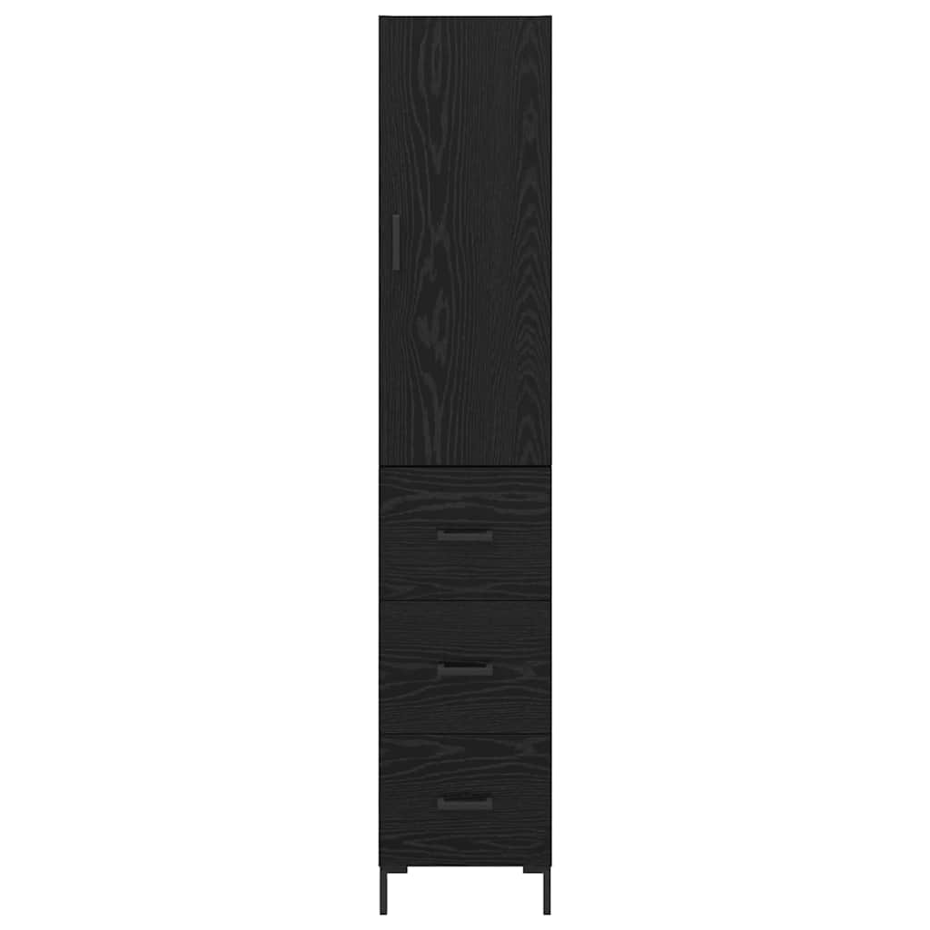 vidaXL Highboard Black Oak 34.5 x 34 x 180 cm Engineered Wood