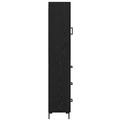 vidaXL Highboard Black Oak 34.5 x 34 x 180 cm Engineered Wood