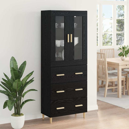 vidaXL Highboard with Drawer Black Oak 69.5 x 34 x 180 cm