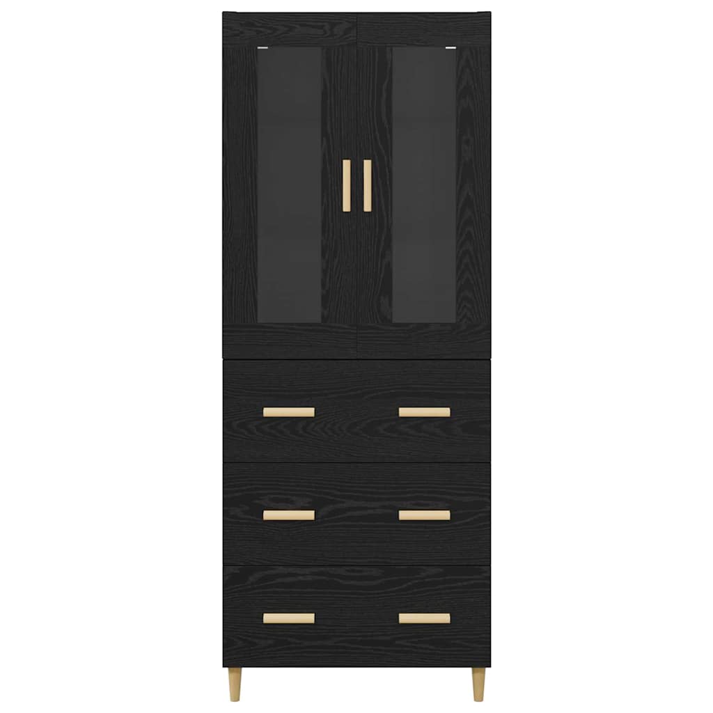 vidaXL Highboard with Drawer Black Oak 69.5 x 34 x 180 cm