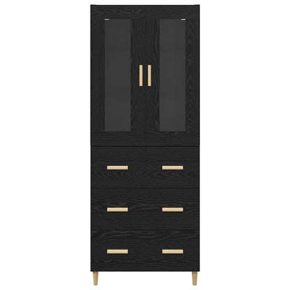 vidaXL Highboard with Drawer Black Oak 69.5 x 34 x 180 cm