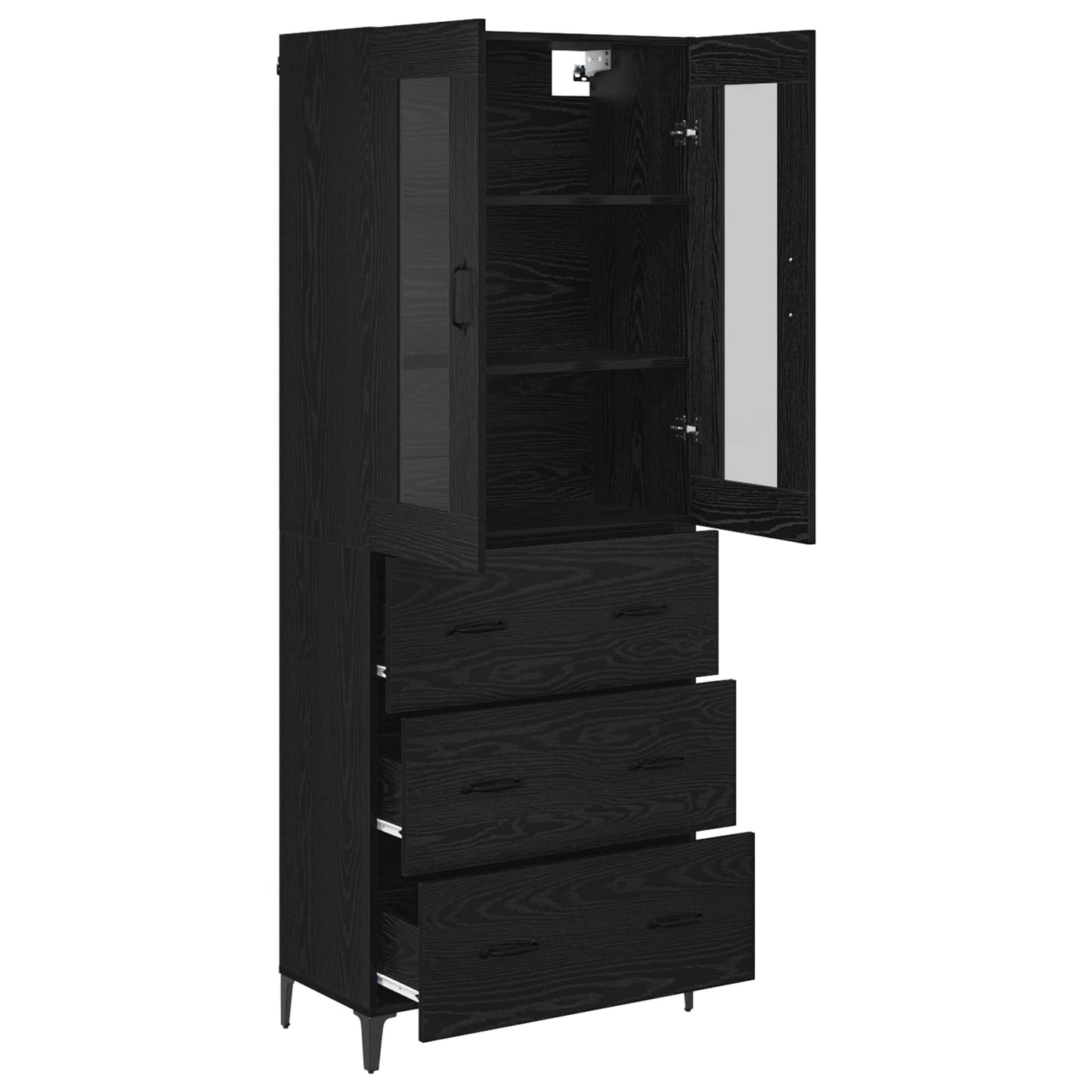 vidaXL Highboard Black Oak 69.5 x 34 x 180 cm Engineered Wood