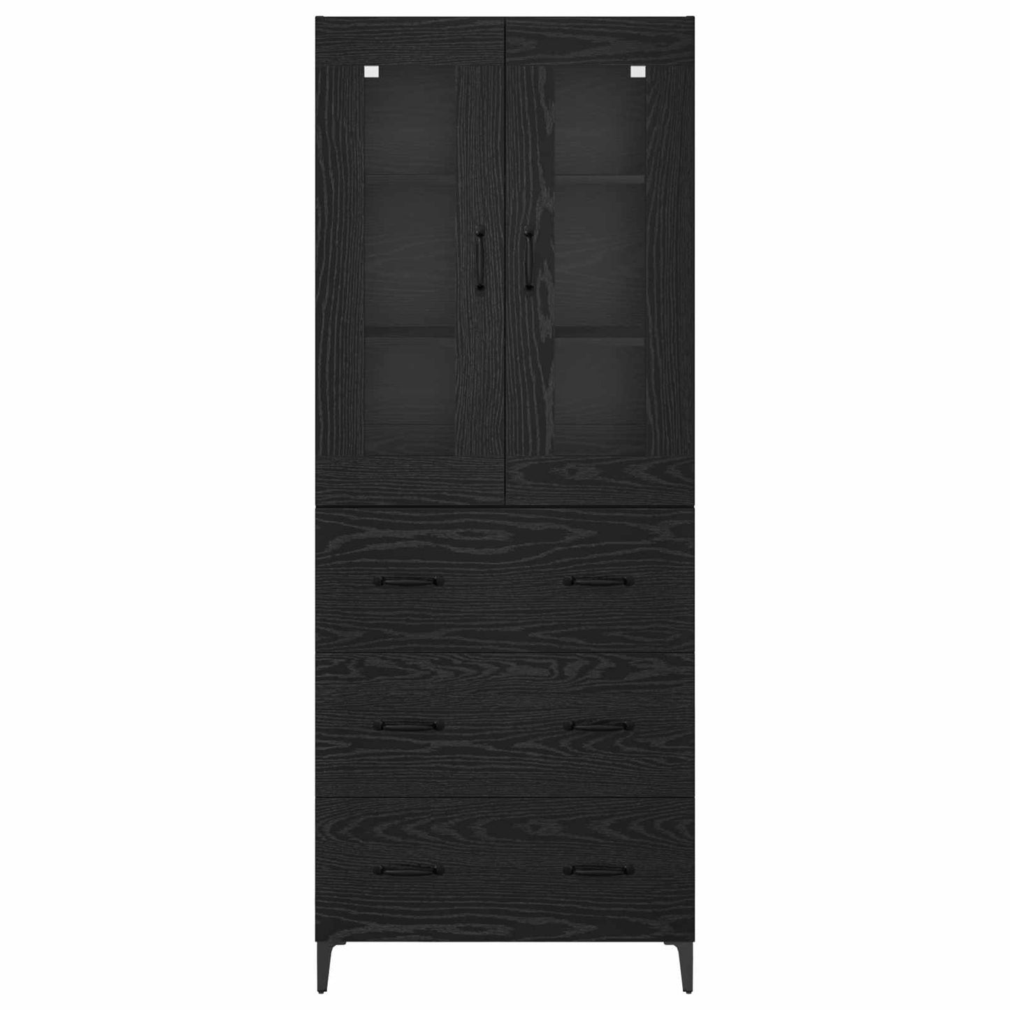 vidaXL Highboard Black Oak 69.5 x 34 x 180 cm Engineered Wood