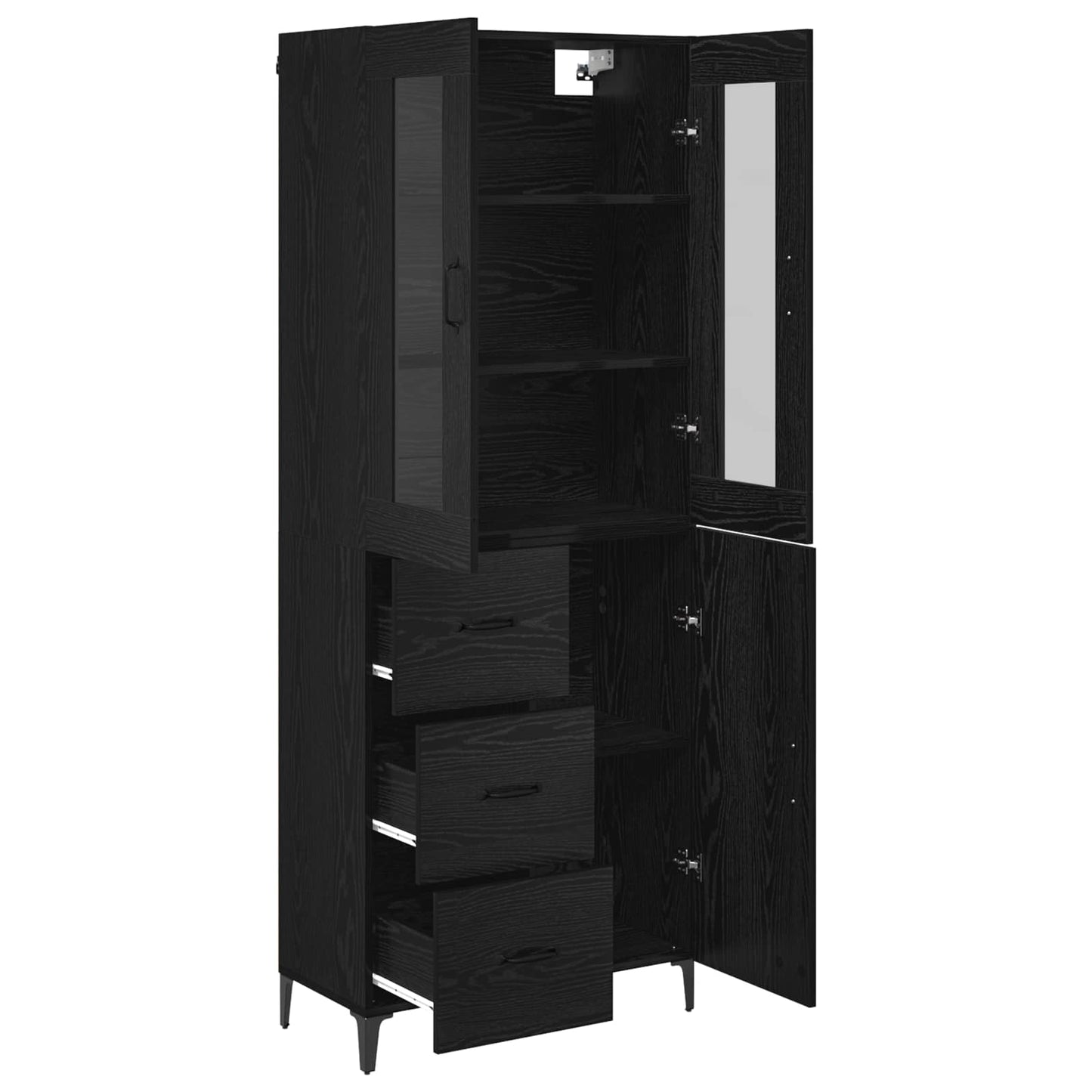 vidaXL Highboard Black Oak 69.5 x 34 x 180 cm Engineered Wood